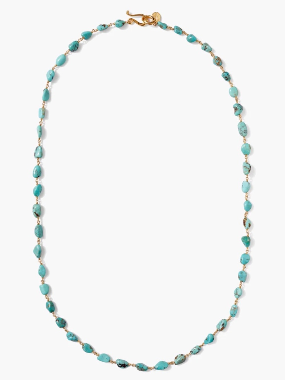 NWT CHAN LUU SANTA FE TURQUOISE BEADED GOLD PLATED CHAIN SINGLE STRAND NECKLACE